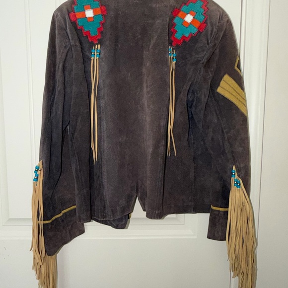 Echo Mountain by Arturo Suede Jacket with Fringe and Embroidery - Rare - Picture 6 of 8